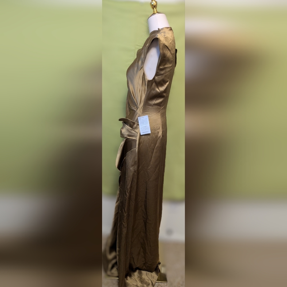 Elegant Brown Satin Evening Dress - Picture 3 of 6